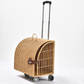 Künstlicher Rattan Wicker -Reisen atmungsaktiver Kapsel Haustierbeutel Trolley Koffer tragbarer Katzenhund Universal Fall